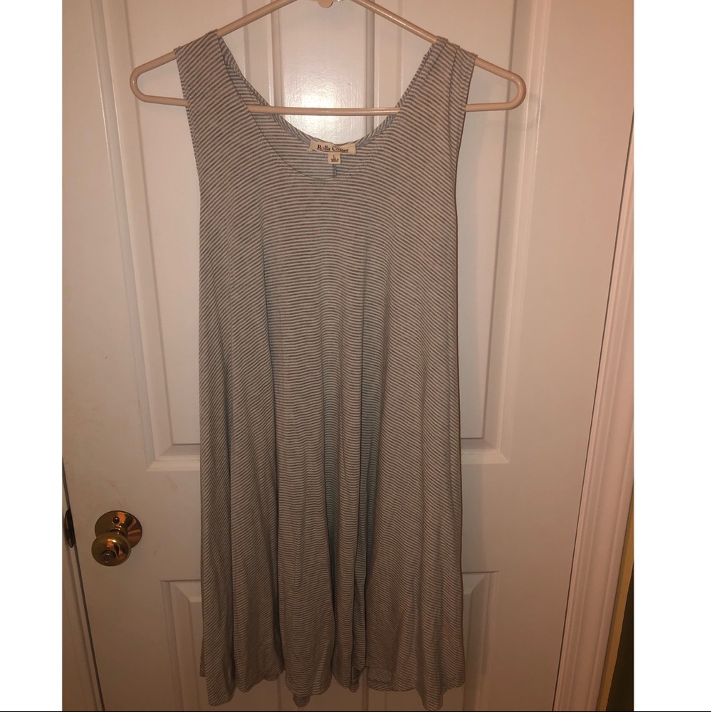 Gray and White Striped Dress